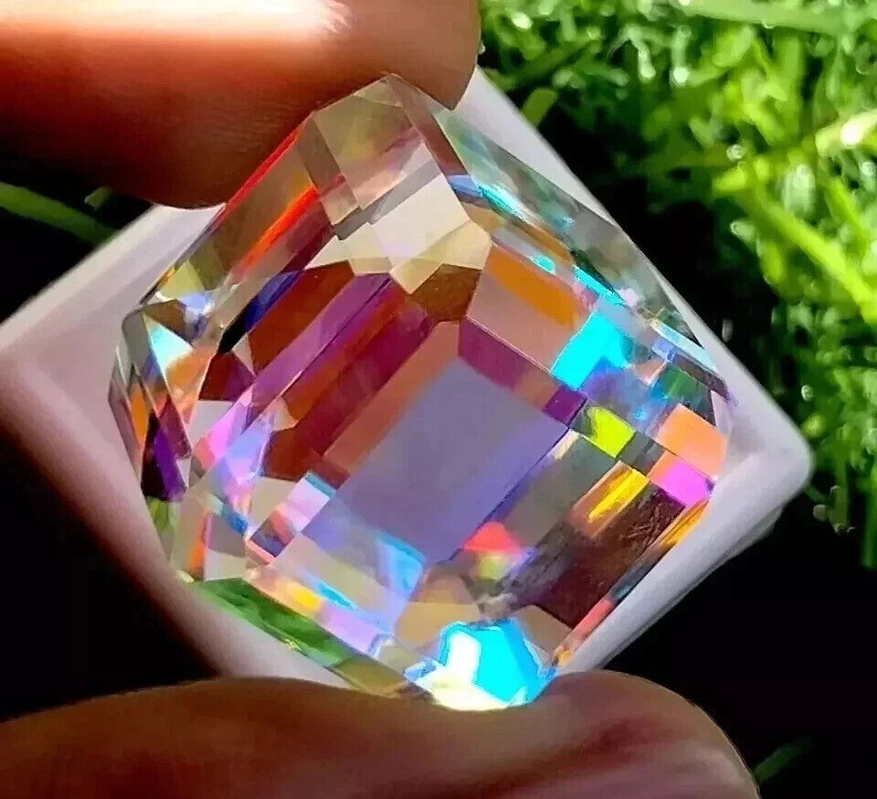 Certified 50.05 Ct Natural Rainbow Color Cube Cut Mystic Topaz Loose Gemstone