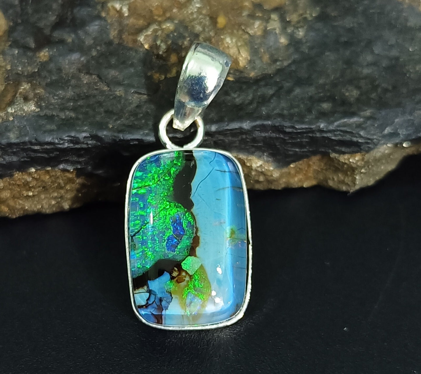 Sterling Silver Cushion Pendant 21.35 Ct Natural Monarch Fire Opal Certified Gem