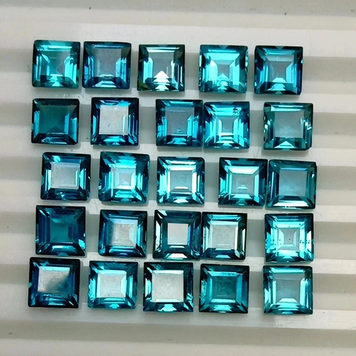 Natural Excellent Quality London Blue Topaz 4 mm 25 PCS Square Cut Gemstone Lot