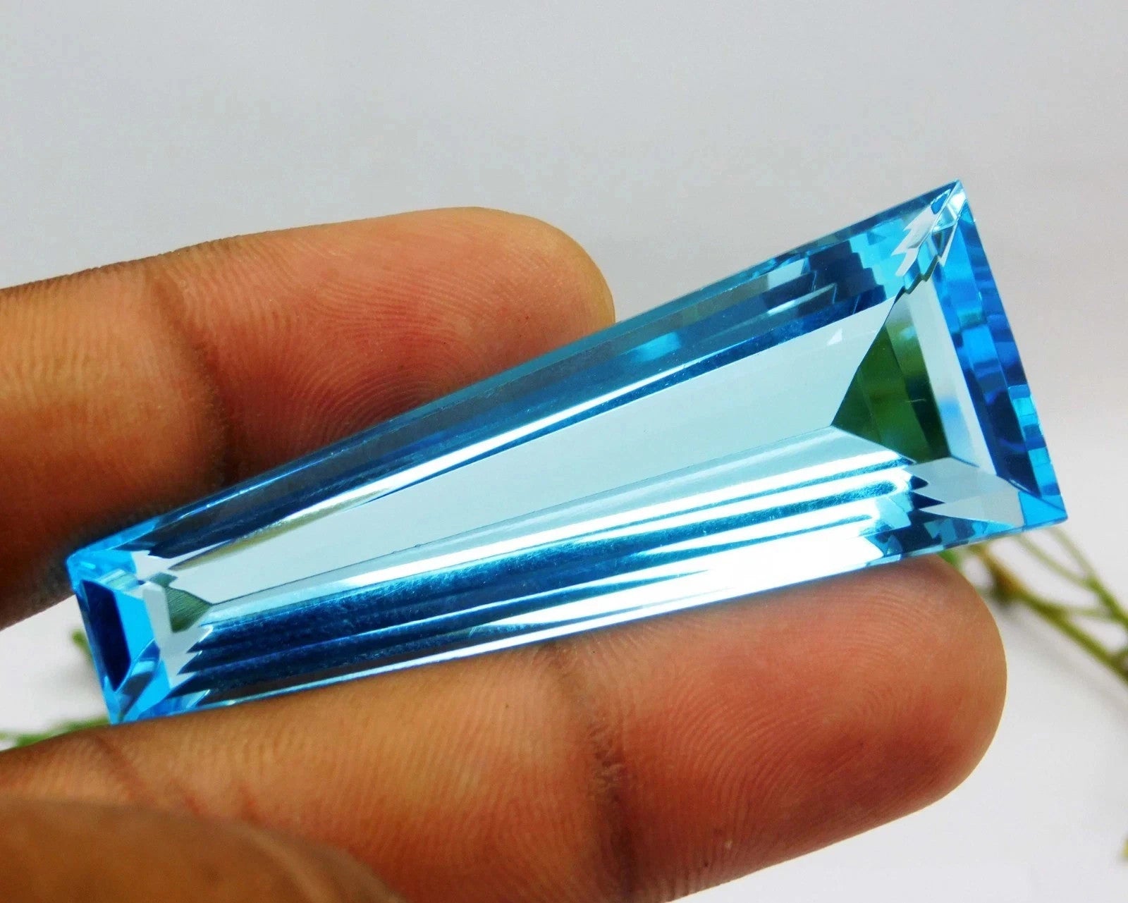 97.80 Ct Natural Sky Blue Fancy Cut Loose Topaz Flawless Gemstone GIE Certified