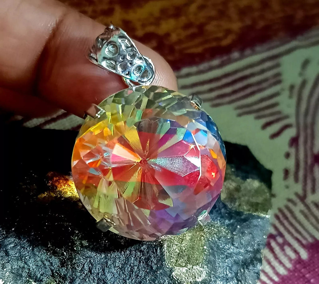 85.20 Ct EGL Certified Natural Mystic 925 Solid Silver Pendant Loose Gemstone