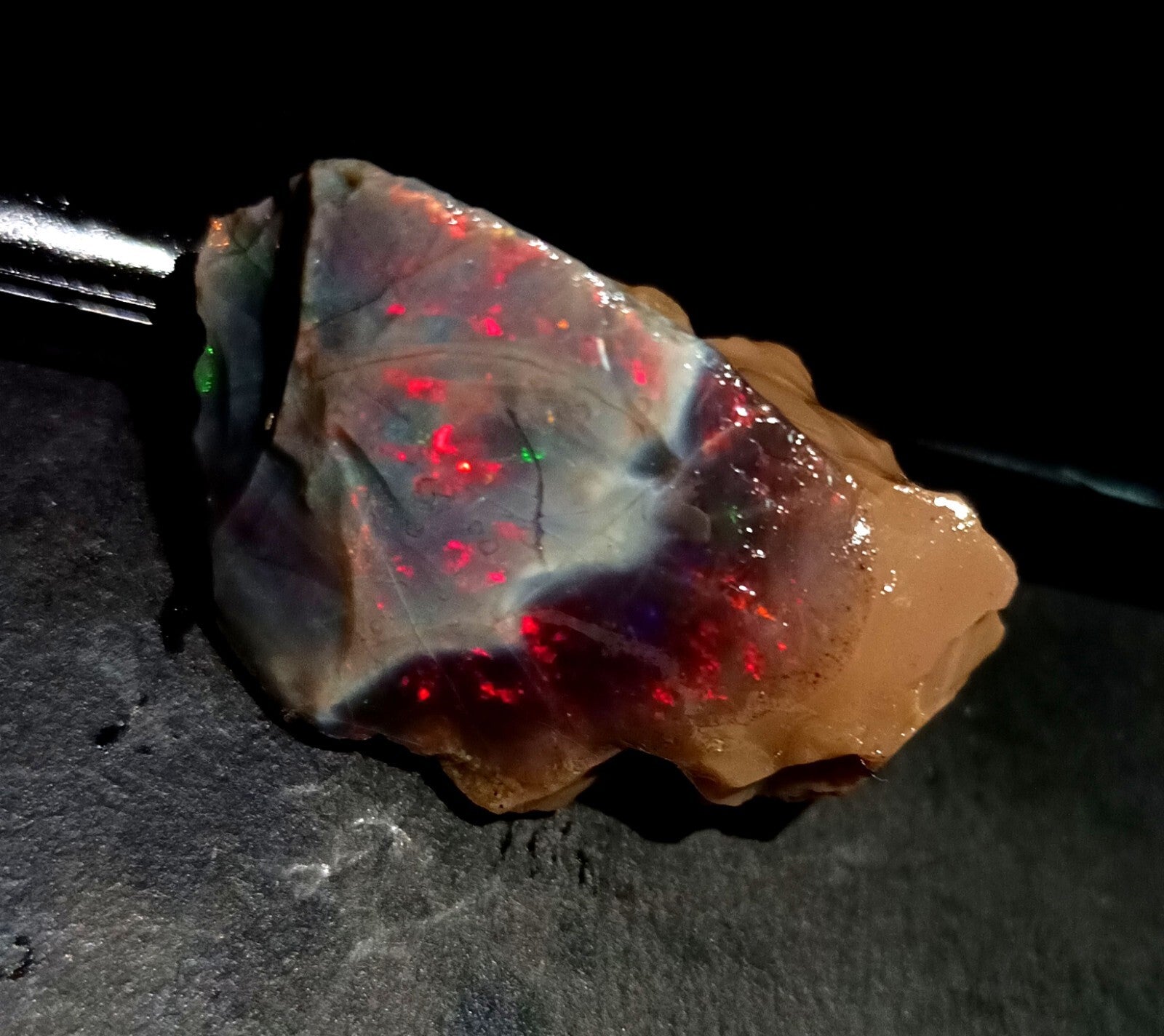 A++Play of Color 61.25 Ct Natural Ethiopian Black Opal Welo Rough LOOSE GEMSTONE