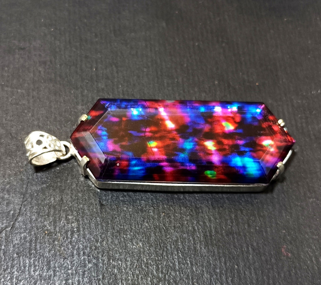 Certified Fancy Cut 110.75 Ct Natural Ammolite  Solid Silver Pendant Gemstone
