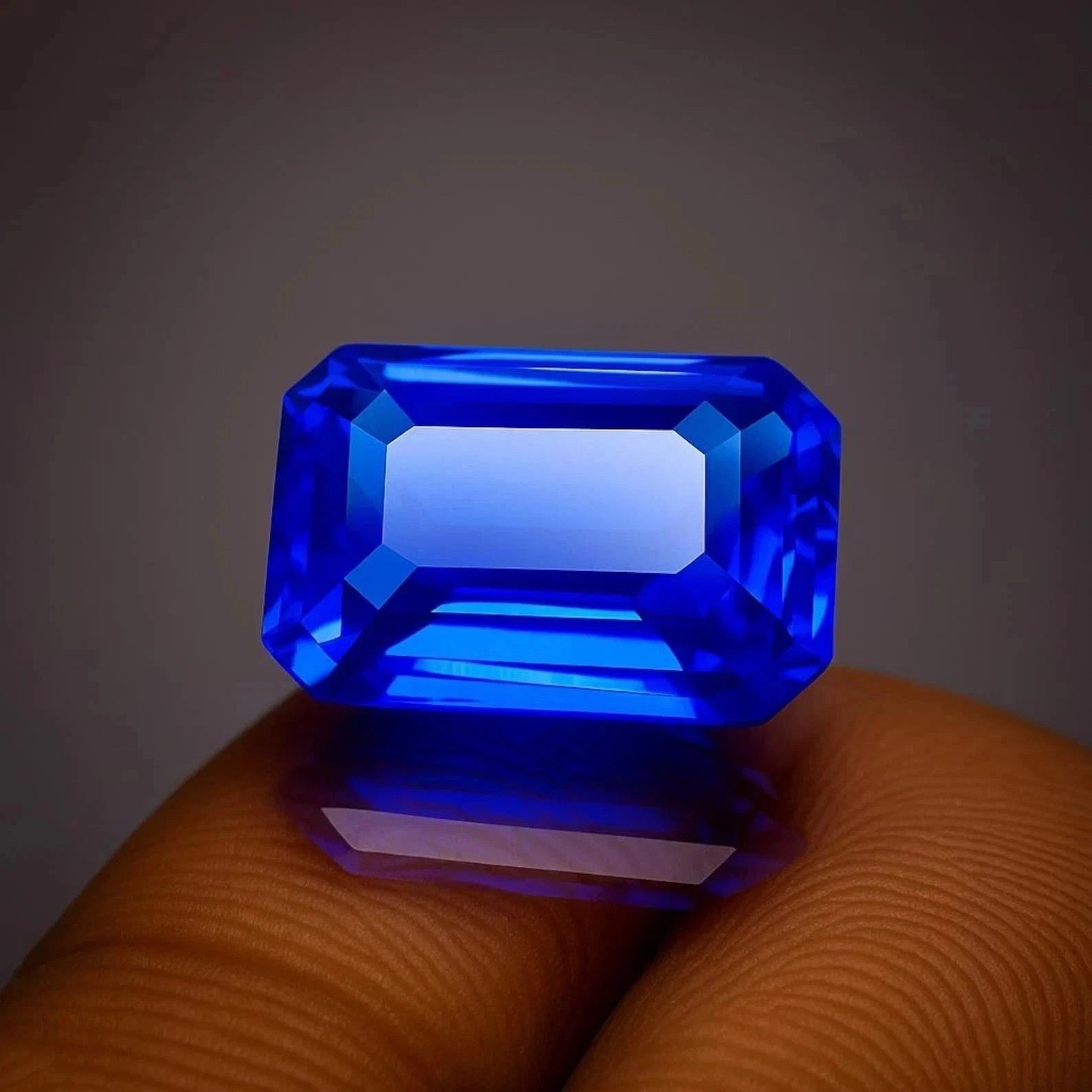 Natural 10 Ct+Ceylon Blue Sapphire Unheated Emerald Cut Certified Loose Gemstone