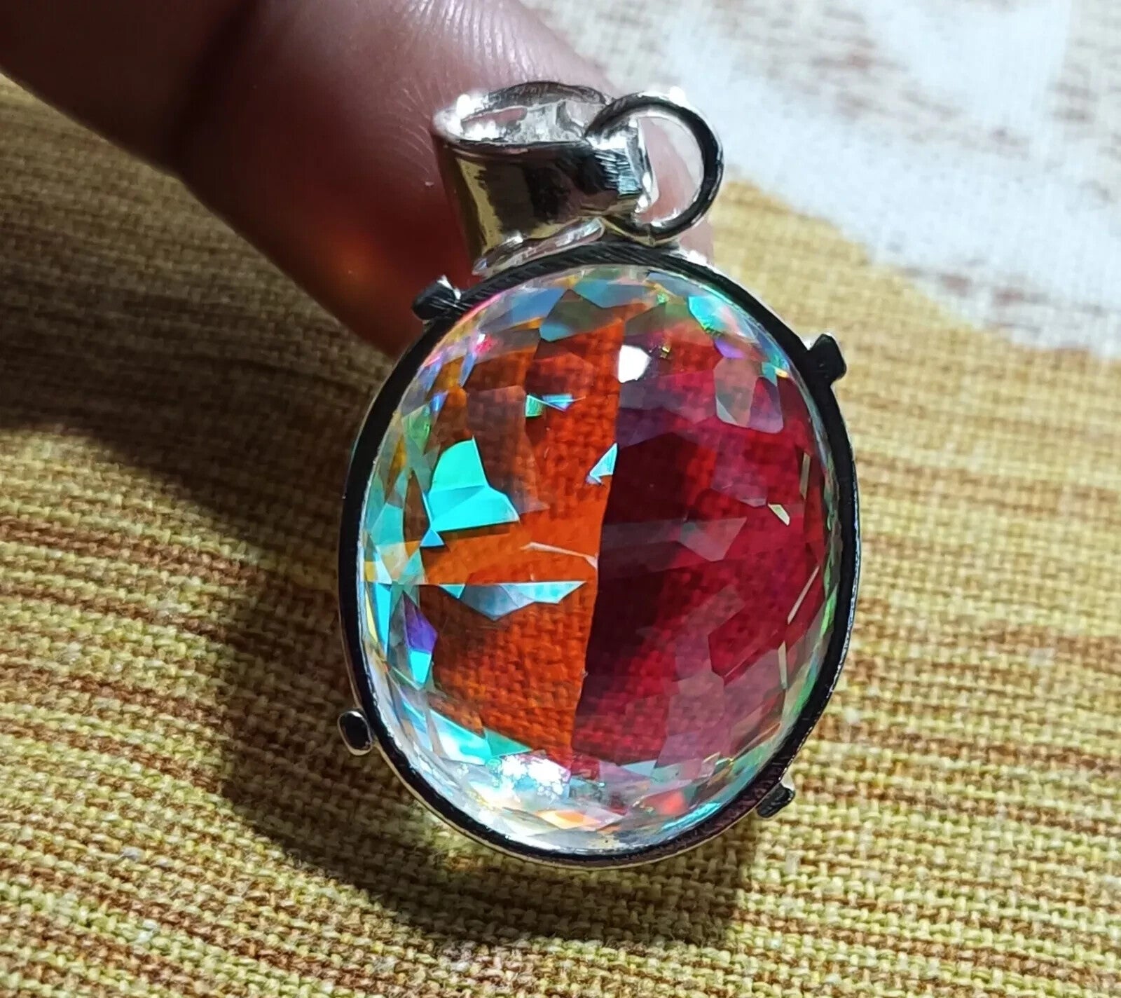 69.85 Ct EGL Certified Natural Mystic 925 Solid Silver Pendant Loose Gemstone