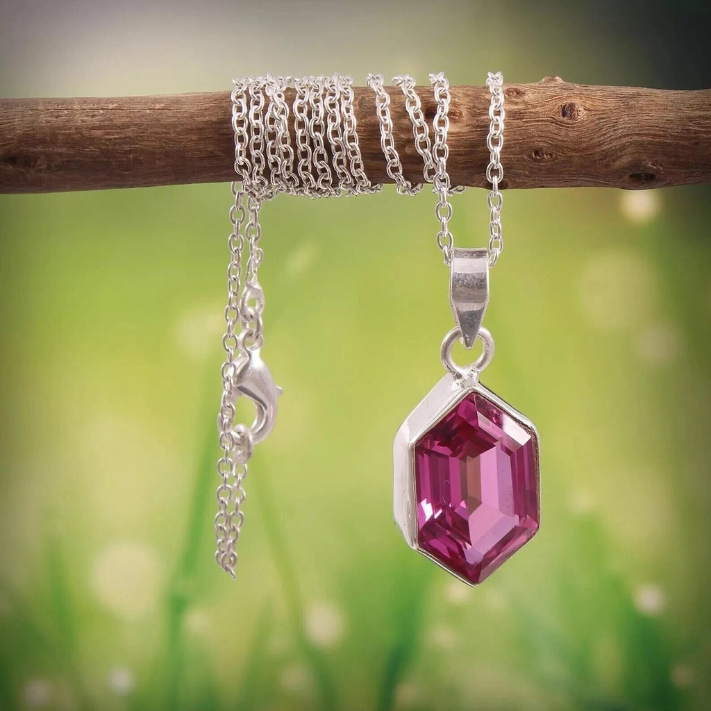 28.75 Ct Natural Pink Sapphire Fancy Cut 925 Solid Silver Pendant Gift For Woman