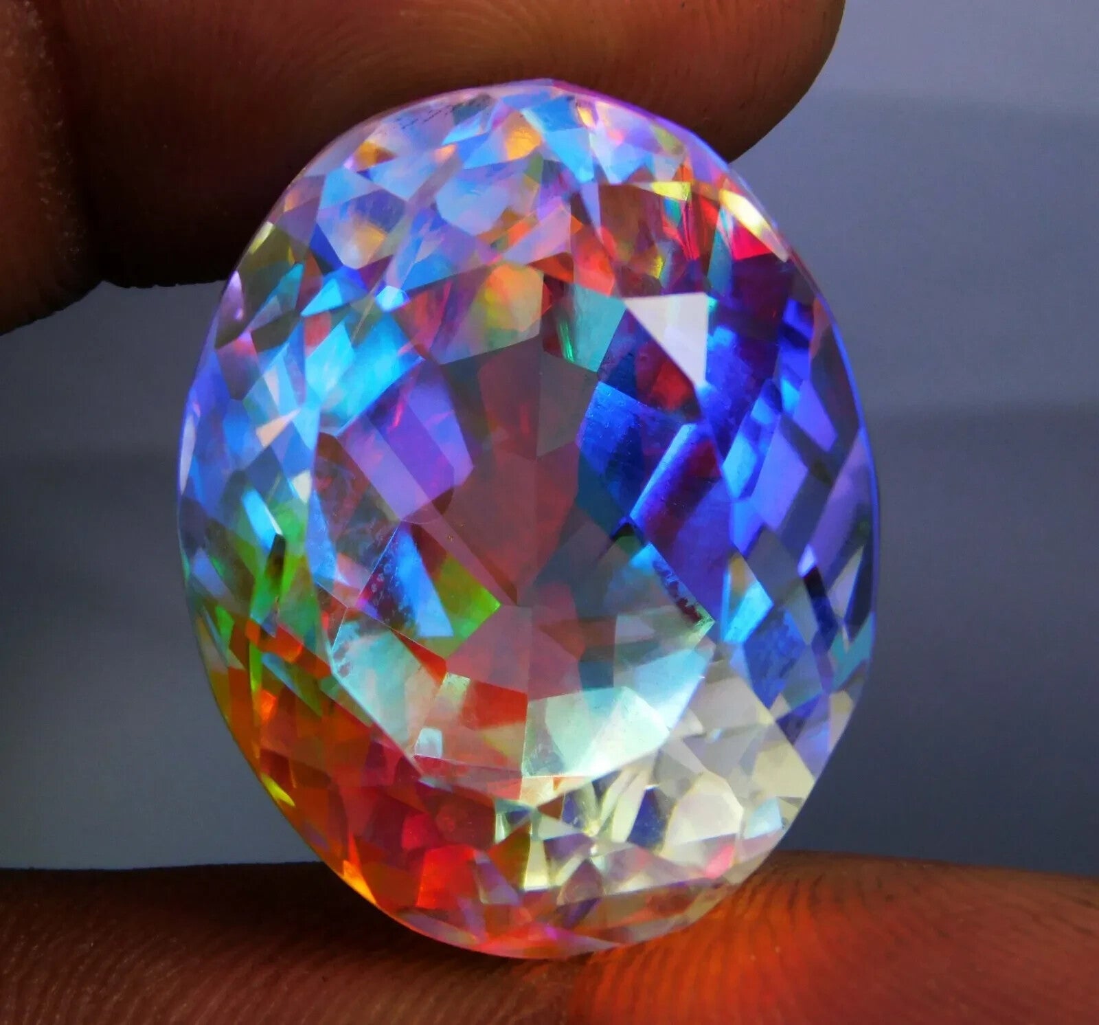 53.20 Ct Loose Gemstone Natural Rainbow Mystic Topaz Certified Oval Cut