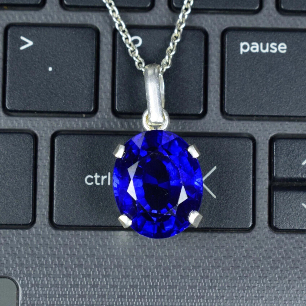 Certified 23.75 CT Natural Blue Sapphire Loose Gemstone Pendant In 925 Silver