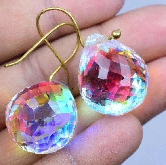 105 Ct Natural Mystic Quartz 925 Sterling Silver Earring Certified Women Gift