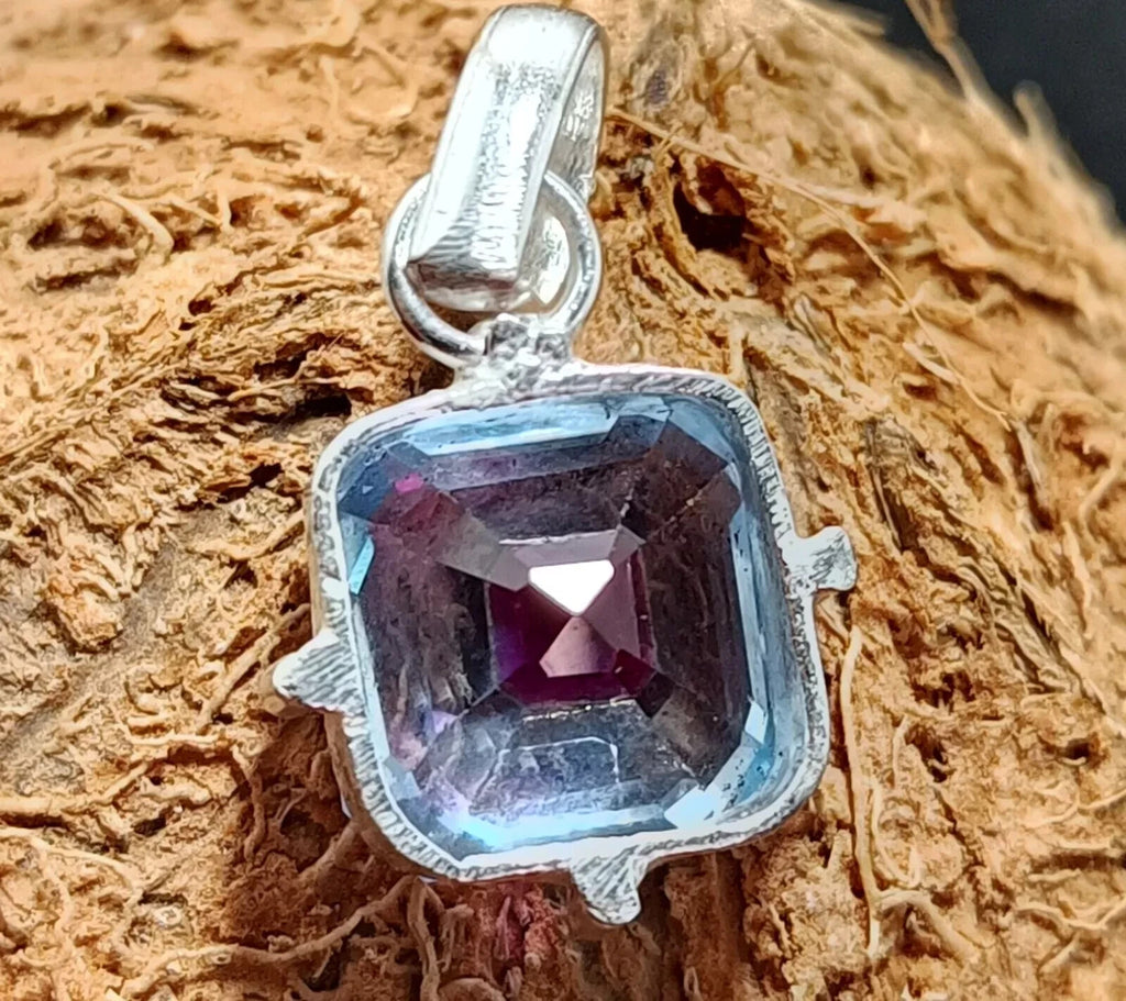 Bi-Color Pitambari Sapphire Asscher Cut Natural 16.85 Ct 925 Silver Pendant Gem