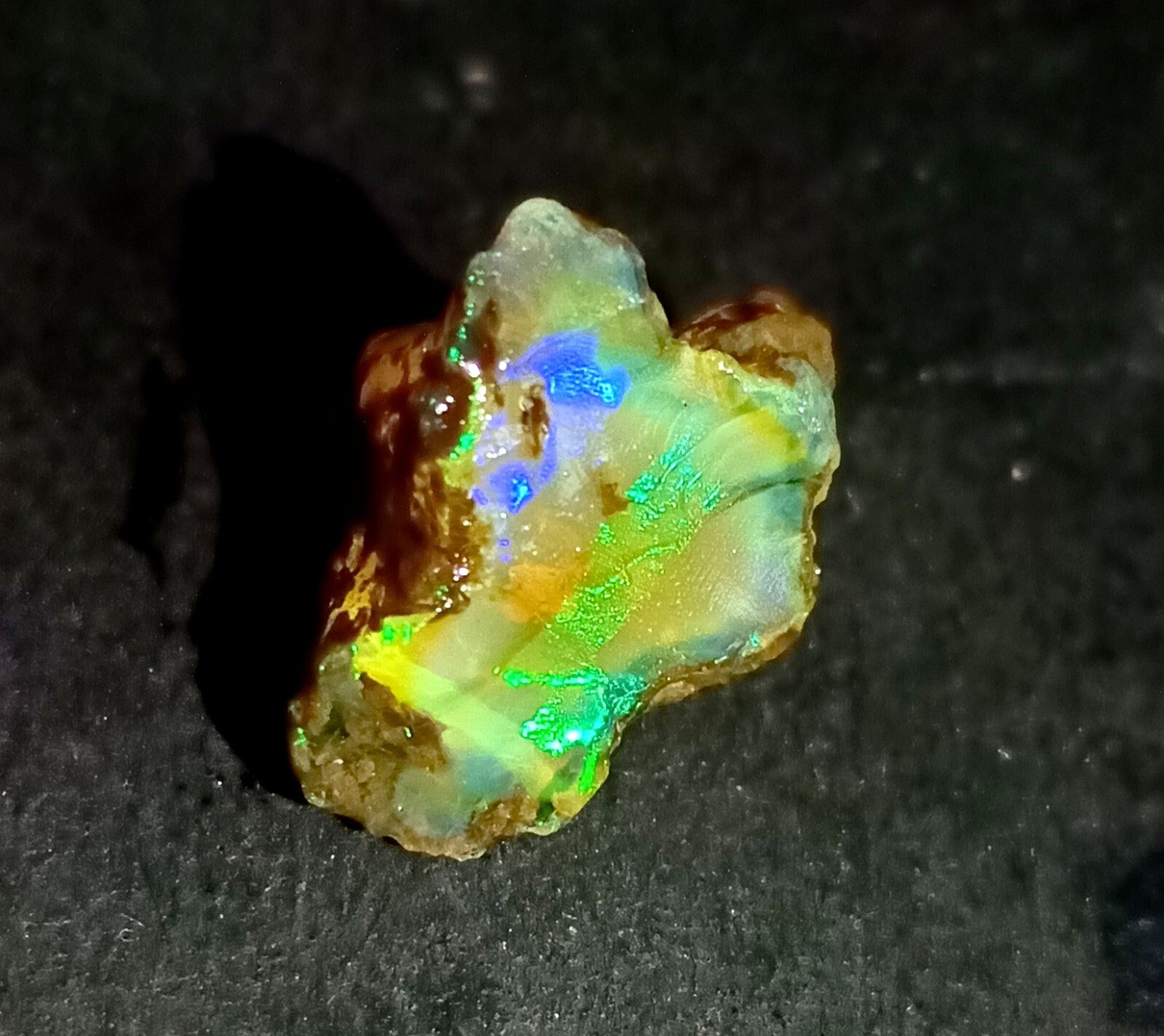 A++Play of Color 11.30 Ct Natural Ethiopian Black Opal Welo Rough LOOSE GEMSTONE