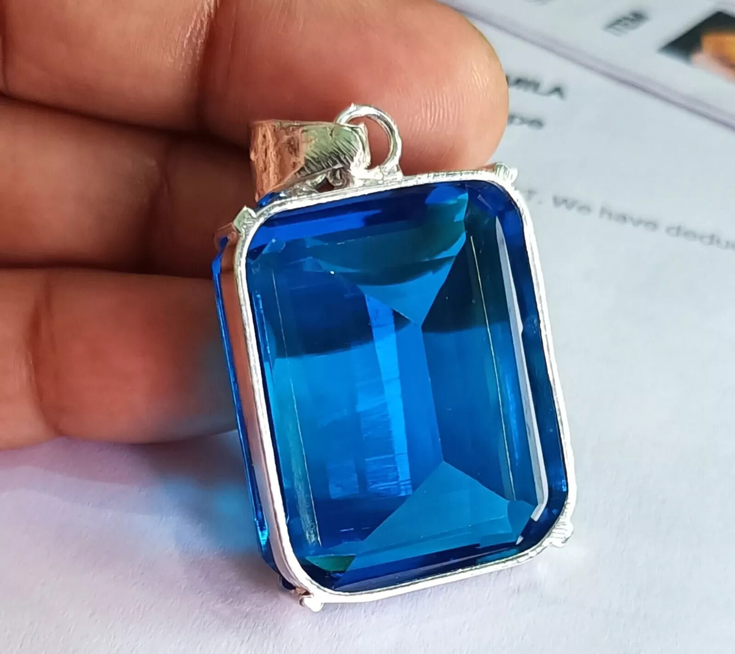 103.10Ct Certified Natural Topaz 925 Solid Silver Emerald Pendant Loose Gemstone