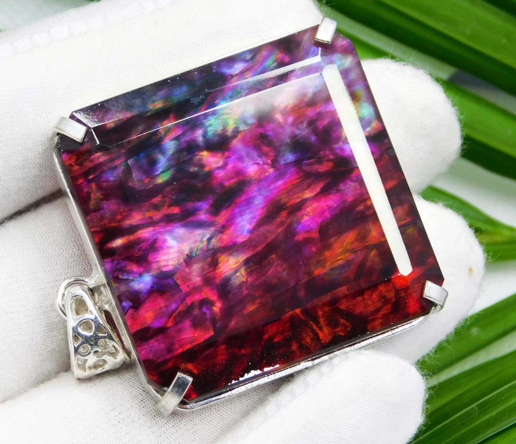 54.70 Ct Natural Ammolite Opal Doublet Pendant Multi-Color Rare Loose GEMSTONE