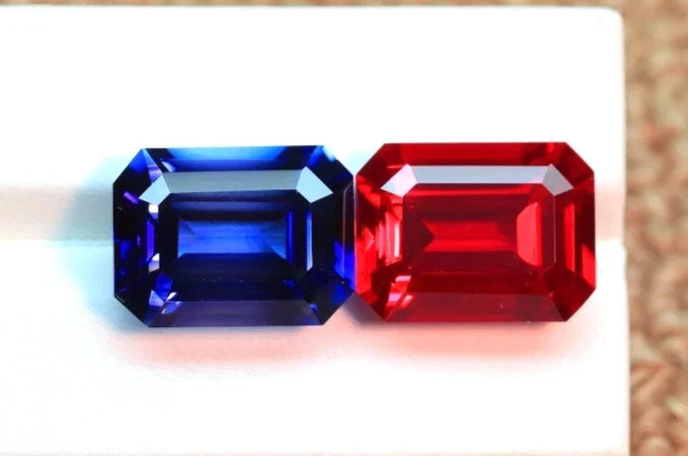 Natural Red Ruby And Blue Sapphire 19.40 Ct+ Certified Loose Gemstone Pair Lot