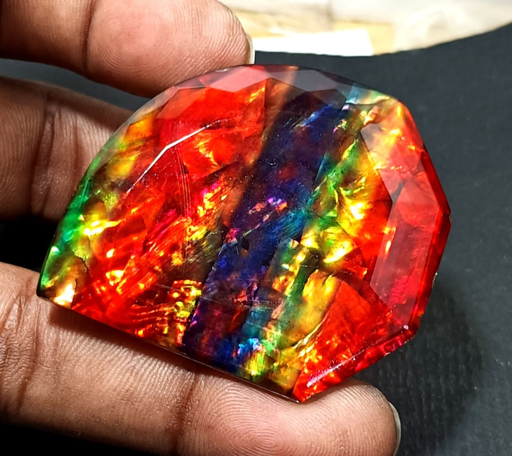99 Ct Natural Ammolite Oval Opal-Like Organic Doublet Rare Loose GEMSTONE