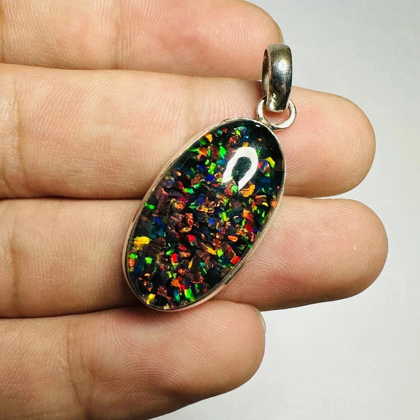 Sterling Silver Triplet Pear Opal Gemstone Handmade Pendant Jewelry 15.45 Ct