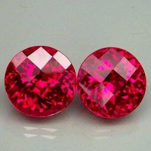 15 Ct 2 PC Natural Red Ruby Round Checkerboard Cut Loose Certified Gemstone