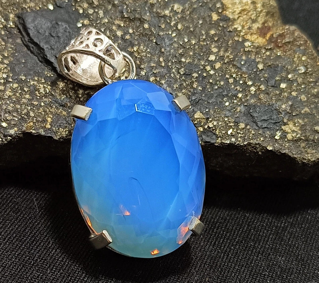 Certified 59.05 Ct Natural Opal 925 Solid Silver Pendant Loose Gemstone