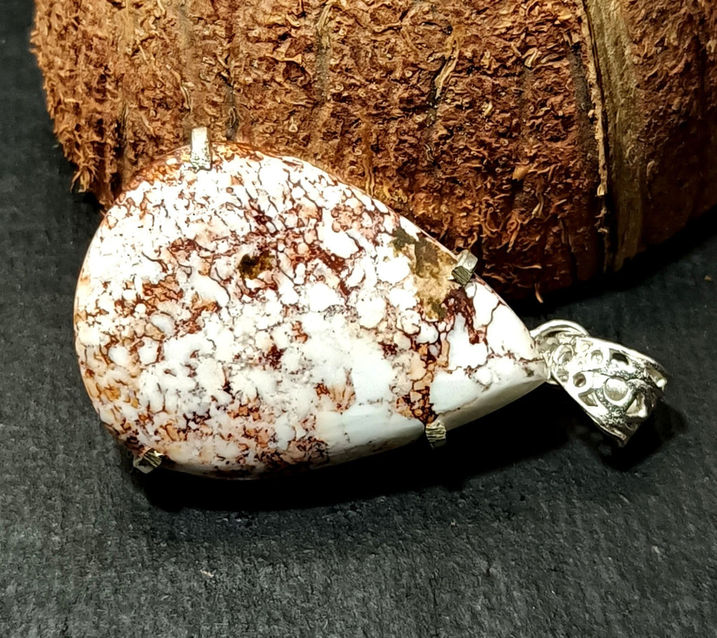 67.50 Ct Natural White Turquoise Pear Cut 925 Solid Silver Pendant Loose Gems