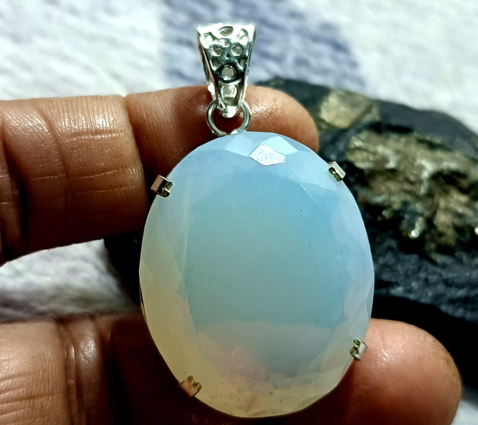 EGL Certified 108.30 Ct Natural Opal 925 Solid Silver Pendant Loose Gemstone