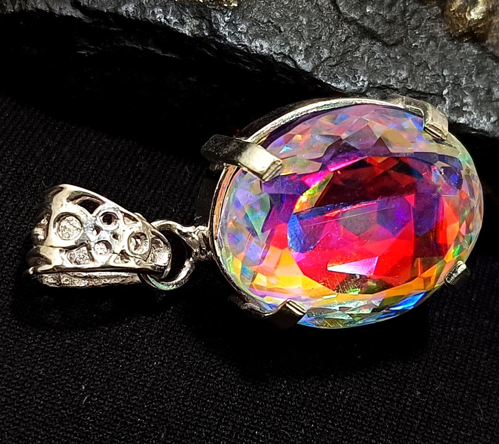 47.80 Ct EGL Certified Natural Mystic 925 Solid Silver Pendant Loose Gemstone