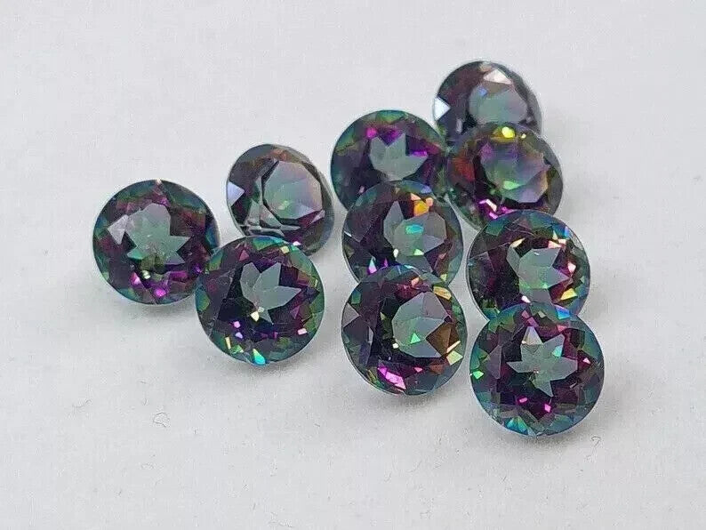 5 MM Natural Rainbow Color RoundCut Mystic Topaz Certified LooseGemstone 10 Pcs
