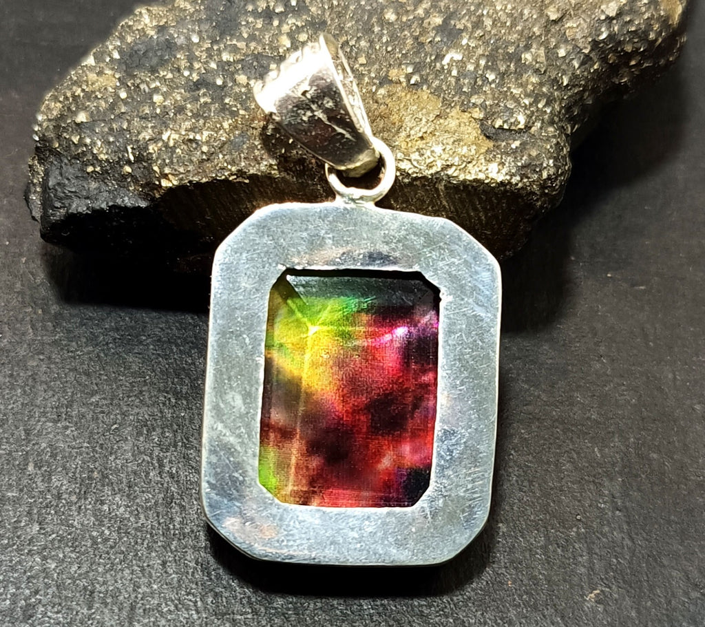 EGL Certified 59.20 Ct Natural Ammolite 925 Solid Silver Pendant Loose Gemstone