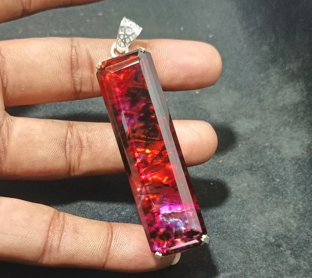 112.95 Ct Natural Ammolite Opal Doublet Pendant Multi-Color Rare Loose GEMSTONE