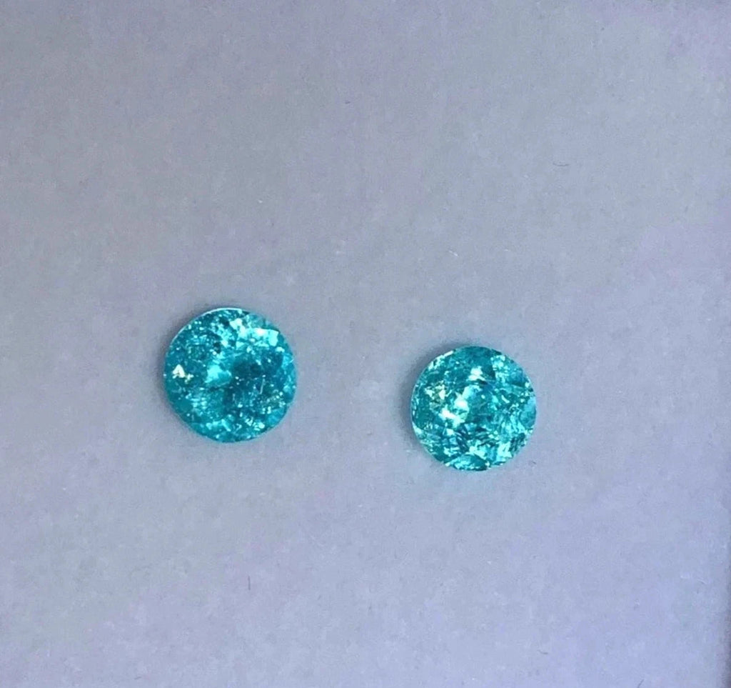 17 Ct Pair GIE Certified Natural Neon Blue Paraiba Tourmaline Round Cut Gemstone