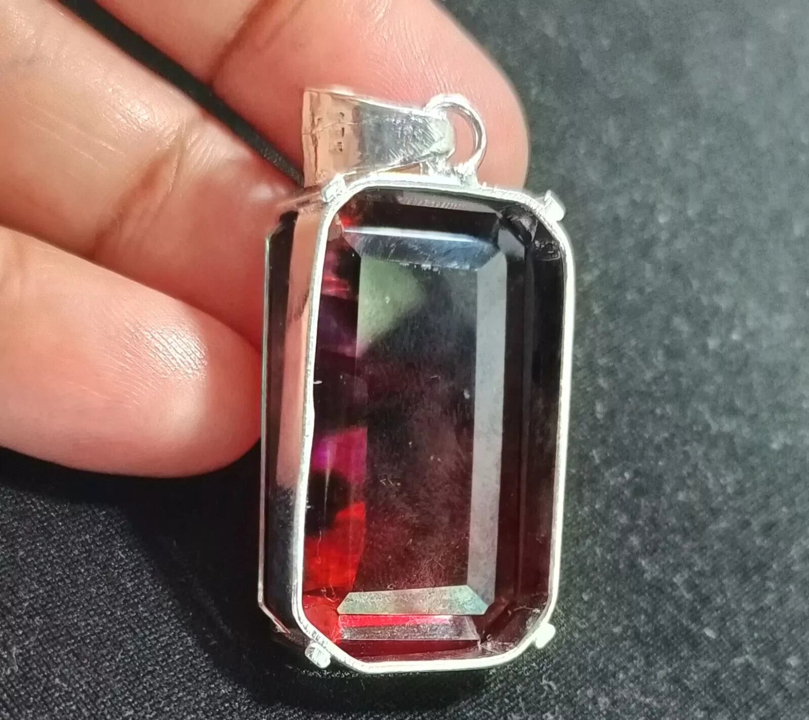 Certified 65.90 Ct Natural Ammolite 925 Solid Silver Pendant Loose Gemstone