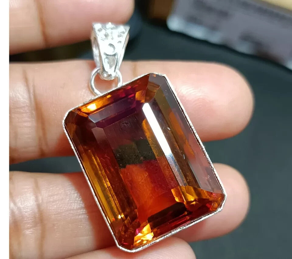 Certified 82.0 Ct Natural Zultanite 7 Color Emerald Pendant 925 Silver Gemstone