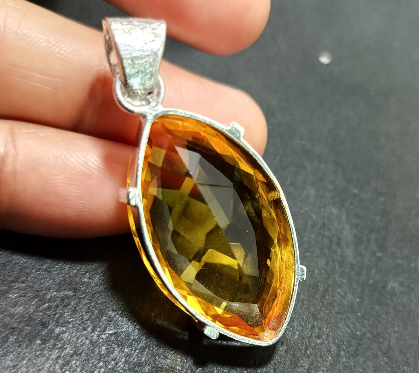 Yellow Marquise Topaz Pendant Certified Natural 53.60 Ct Gift For Loved Ones.