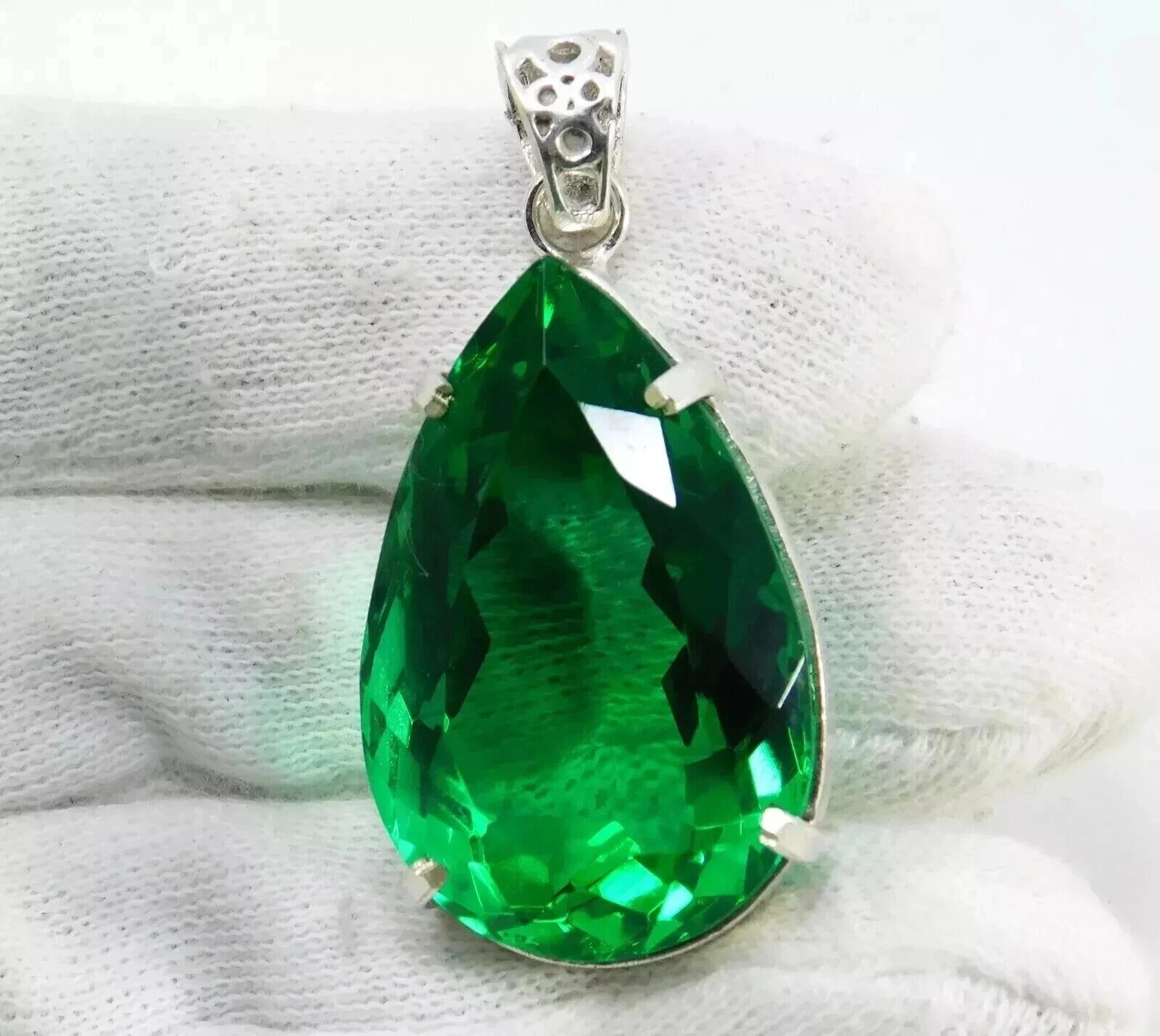 AA+ Natural Certified Green Topaz Pendant 95.92 Ct+ Nice Pear Cut Gemstone