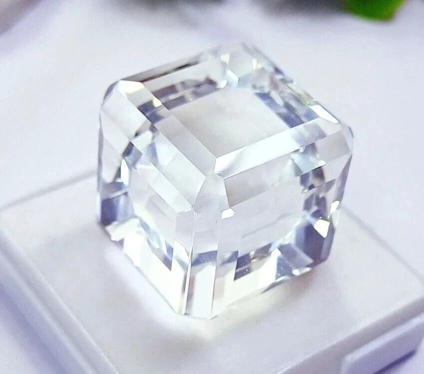 100 Ct Cube Cut Natural EGL Certified Brazilian White Color Topaz Loose Gemstone