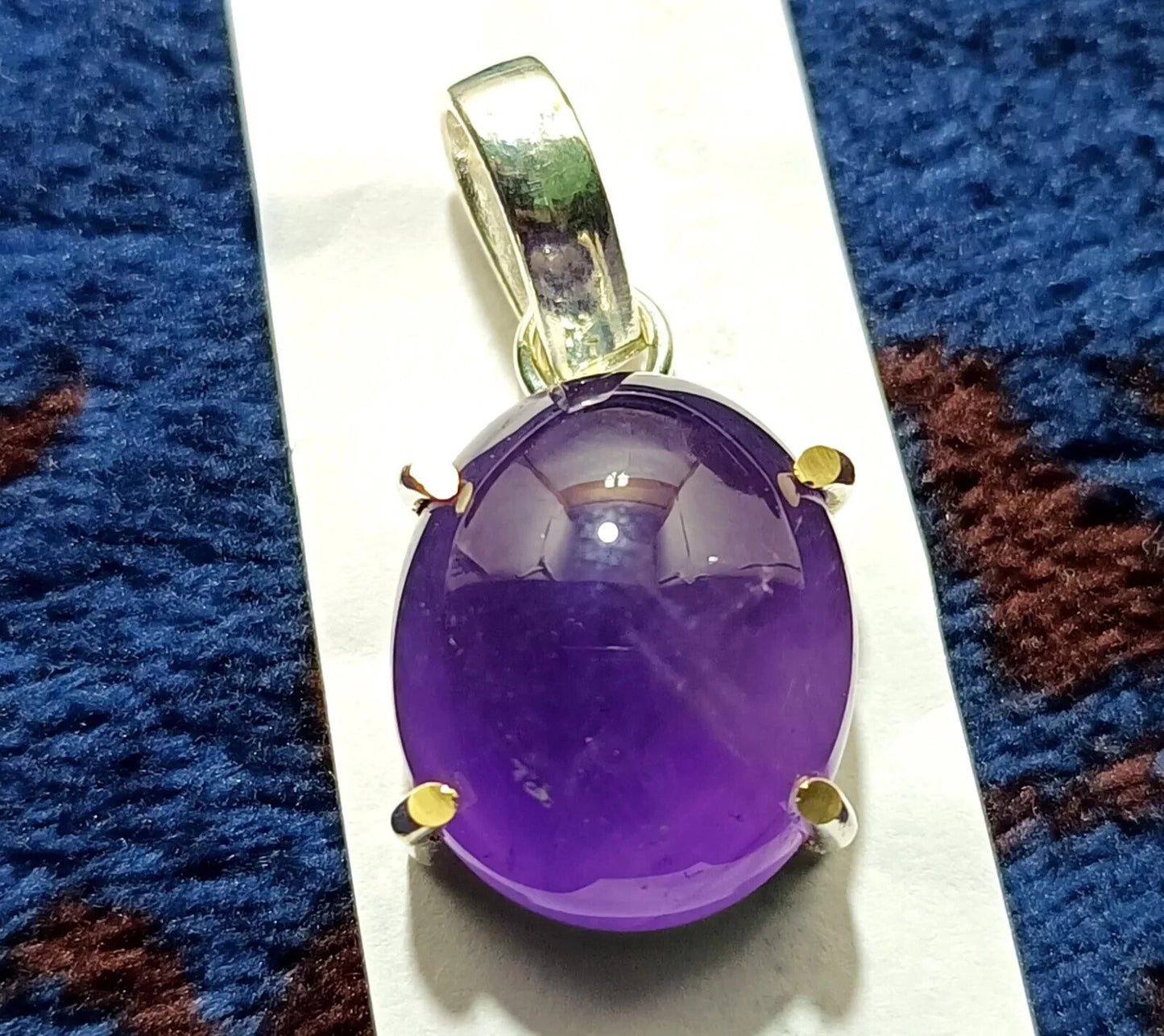 Oval Cabochon Natural Purple Amethyst 29.70 Ct Sterling Silver Flawless Pendant