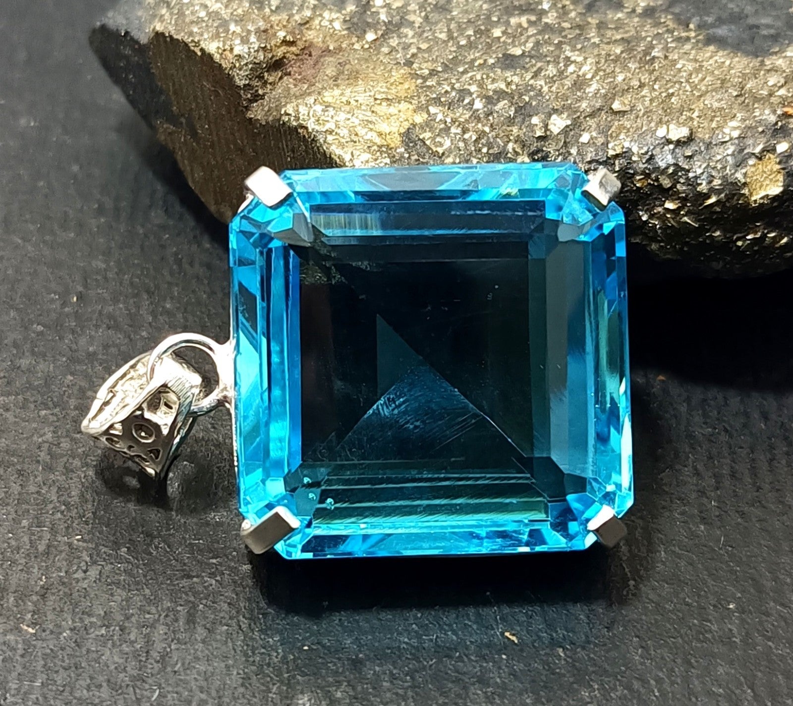 96.75 Ct Certified Natural Topaz 925 Solid Silver Asscher Pendant Loose Gemstone