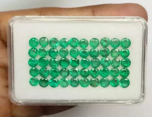 Natural Colombia Green Emerald 3 MM Round 15 Pcs Lot Certified Loose Gemstone