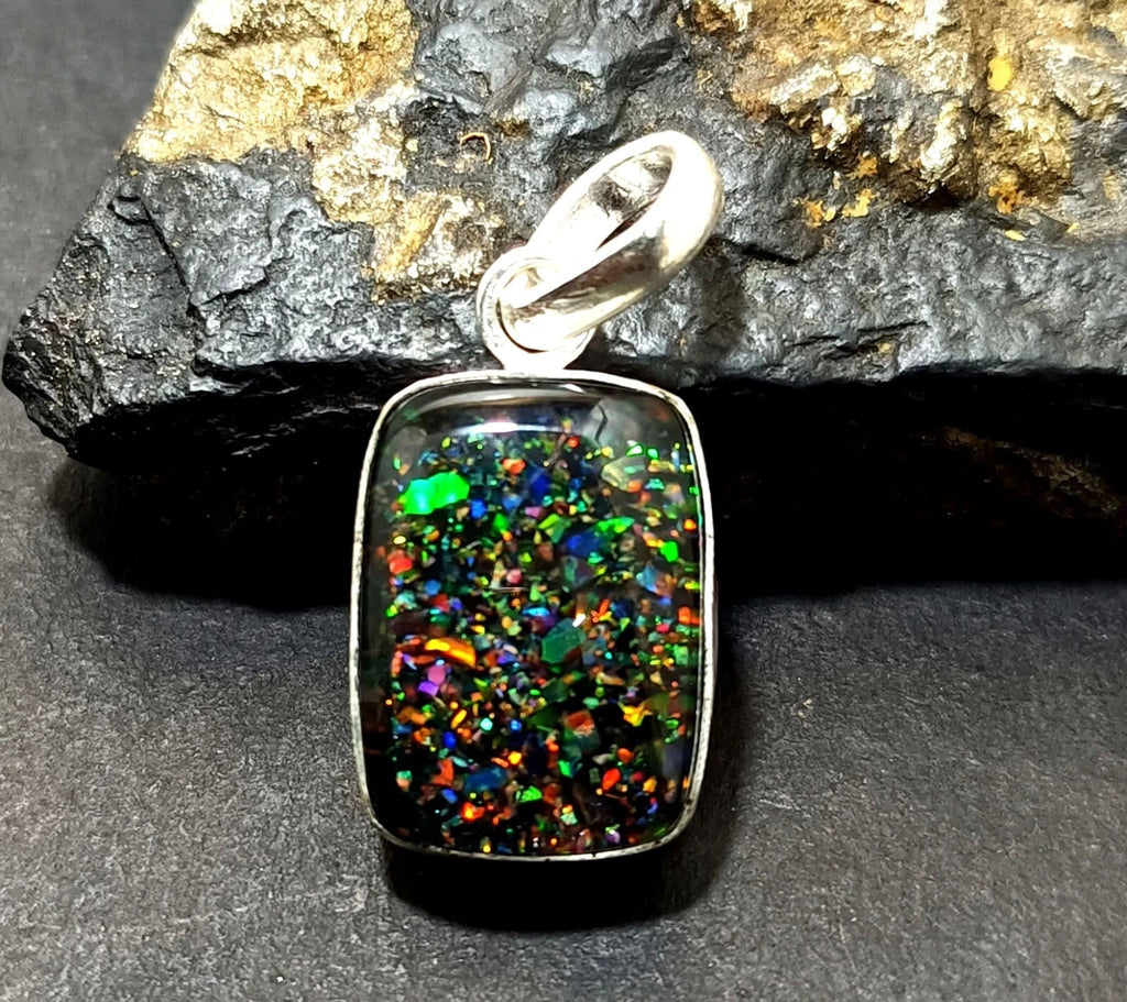 Sterling Silver Triplet Cushion Opal Gemstone Handmade Pendant Jewelry 23.75 Ct