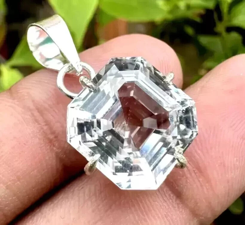 Natural 25 Ct Certified White Sapphire Loose Gemstone 925 Silver Pendant