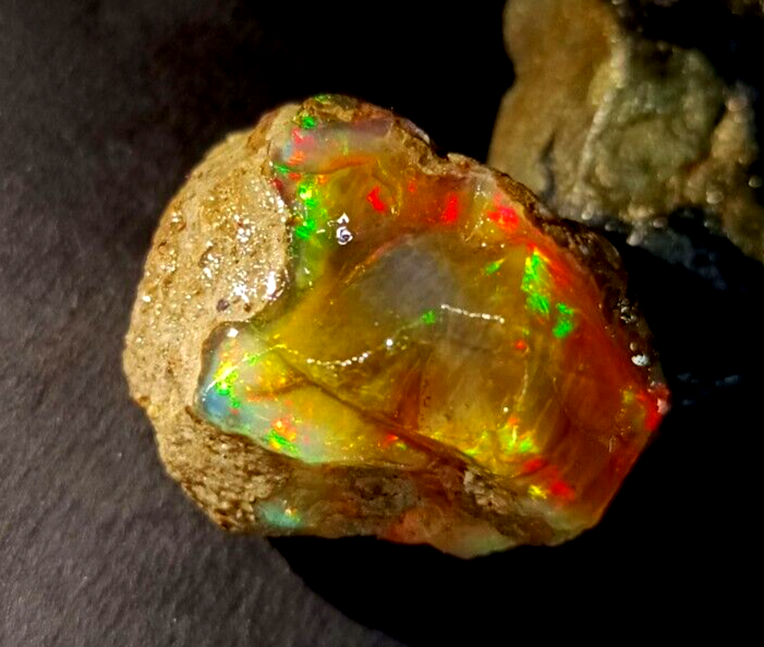 A++Play of Color 89.60 Ct Natural Ethiopian Black Opal Welo Rough LOOSE GEMSTONE