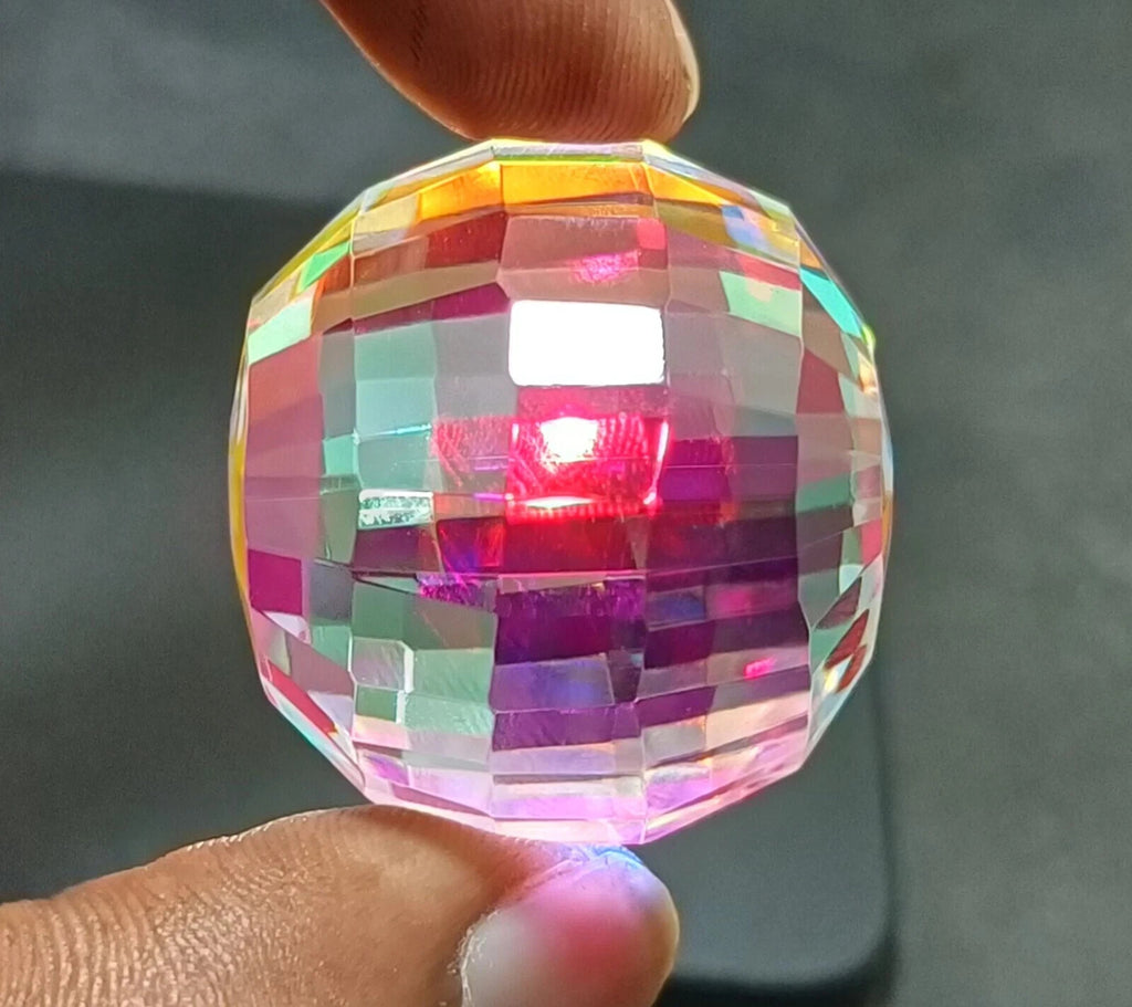 246.40 Ct+ Top Natural Rainbow Mystic Topaz Ball Shape Brilliant Loose Gemstone