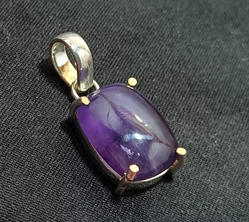 Flawless Natural PURPLE Amethyst 24.90 Ct Sterling Silver Cabochon A++ Pendant
