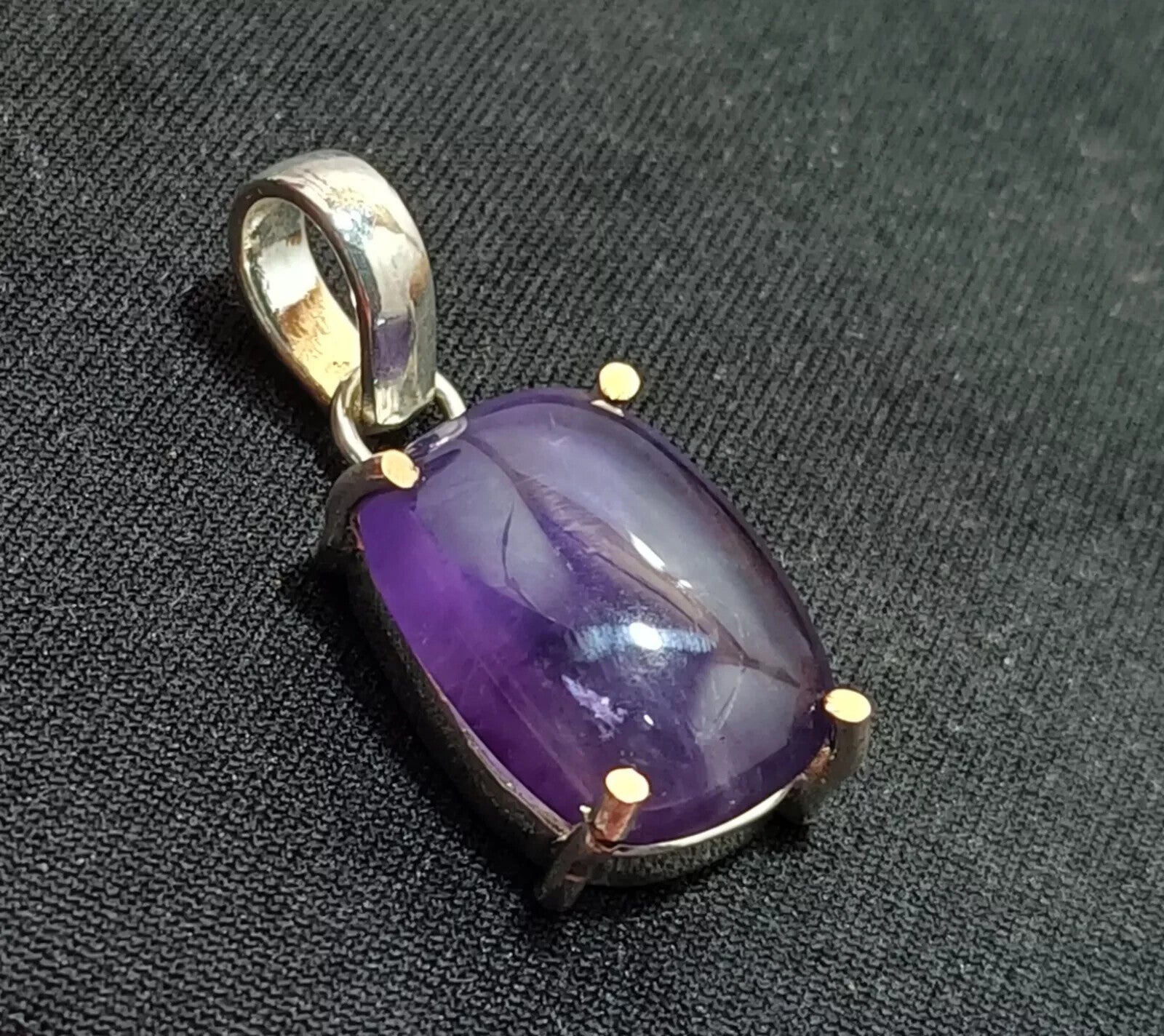 Flawless Natural PURPLE Amethyst 24.90 Ct Sterling Silver Cabochon A++ Pendant
