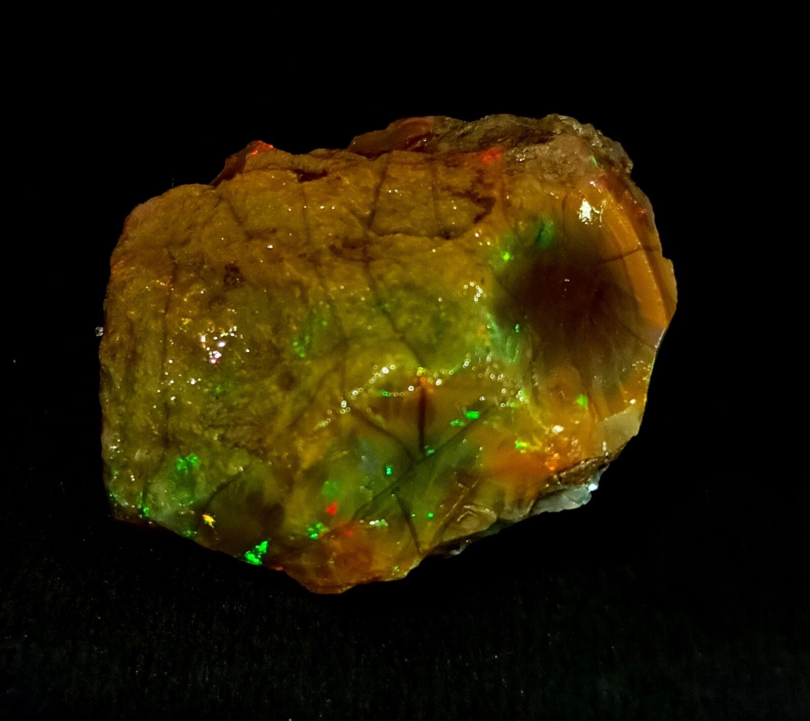 A++Play of Color 114.75Ct Natural Ethiopian Black Opal Welo Rough LOOSE GEMSTONE