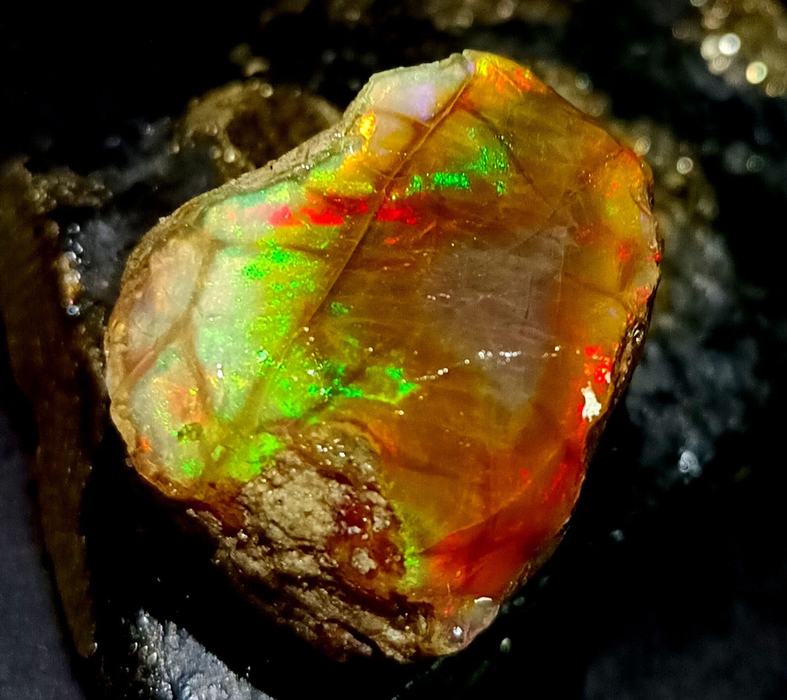 A++Play of Color 89.60 Ct Natural Ethiopian Black Opal Welo Rough LOOSE GEMSTONE