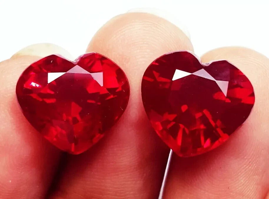 18 Ct Natural Red Ruby Excellent Heart Cut Certified Pair Loose Gemstone H15