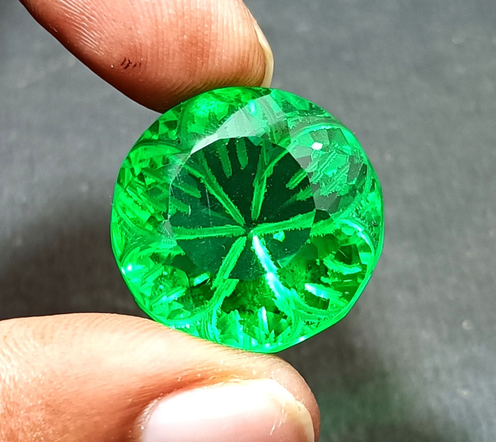 40.65Ct Round Fine Cut EGL Certified Brazilian Green Color Topaz Loose Gemstone