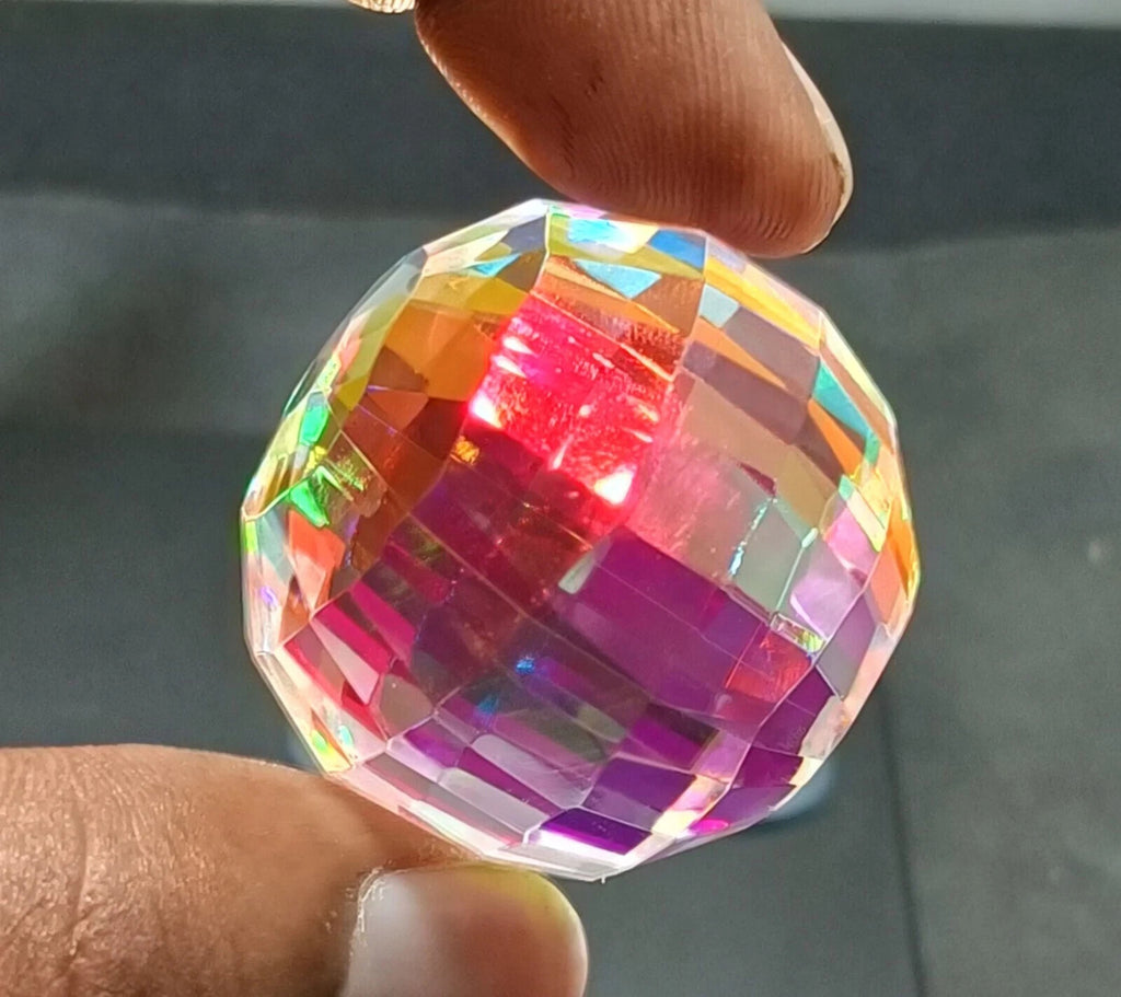 246.40 Ct+ Top Natural Rainbow Mystic Topaz Ball Shape Brilliant Loose Gemstone