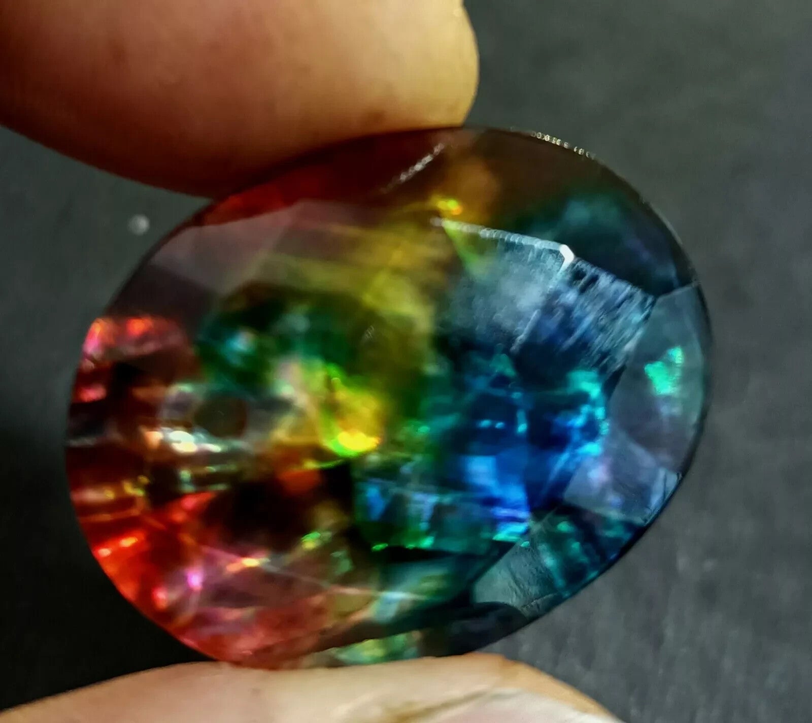 22.50 Ct Natural Ammolite Oval Opal-Like Organic Doublet Rare Loose GEMSTONE