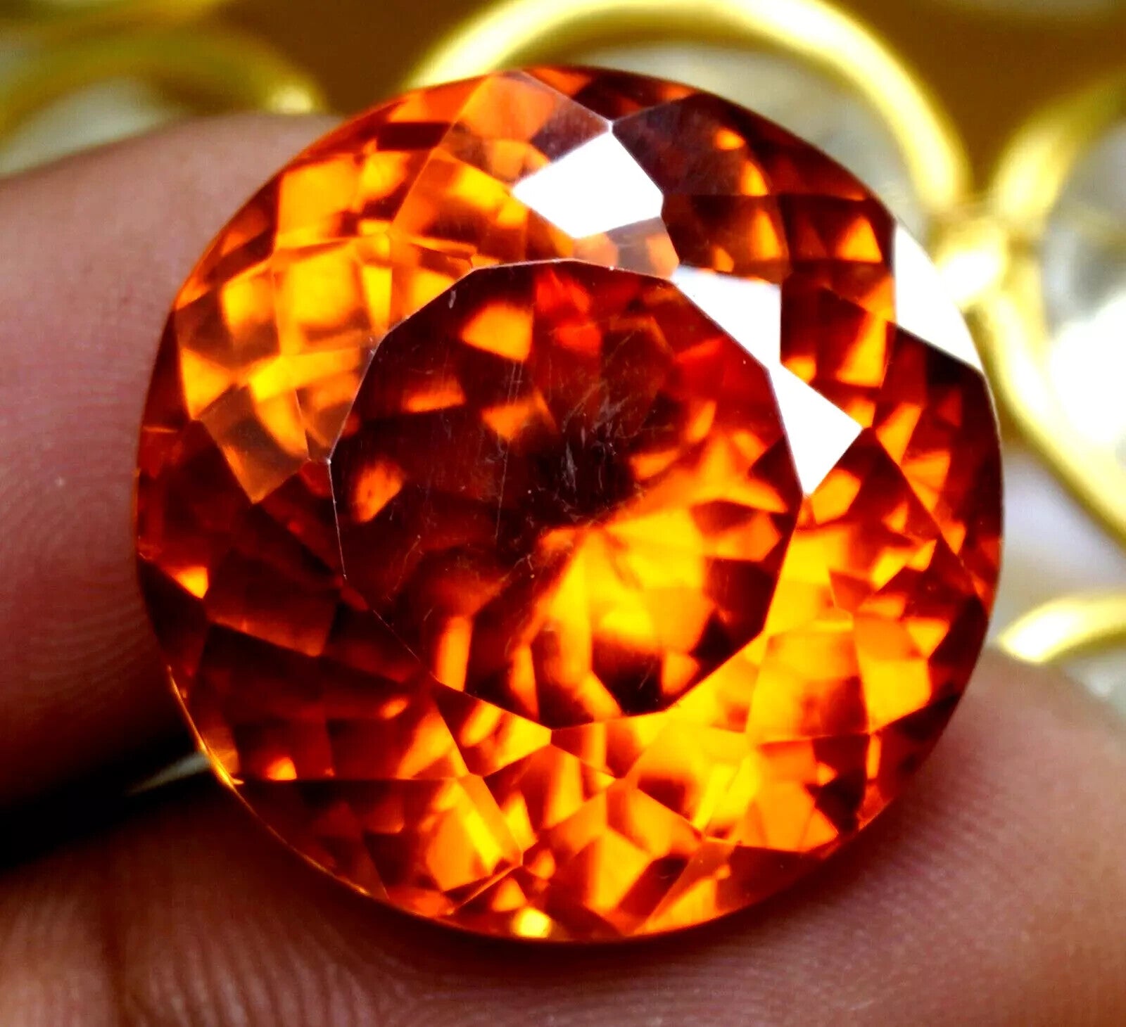 99 Ct Certified Natural Orange Zircon Cambodian Round Cut Loose Gemstone